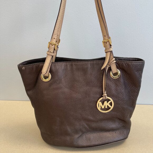 Michael Kors Bronze Leather Tote Shoulder Bag - Preowned - Picture 1 of 12